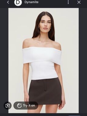 Dynamite White Off-the-Shoulder Foldover Top